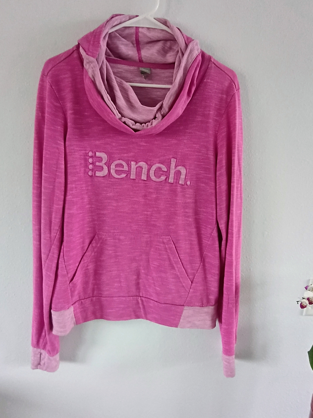 Bench Pink Pullover Hoodie Women’s Large Cowl Neck Lightweight Sweatshirt